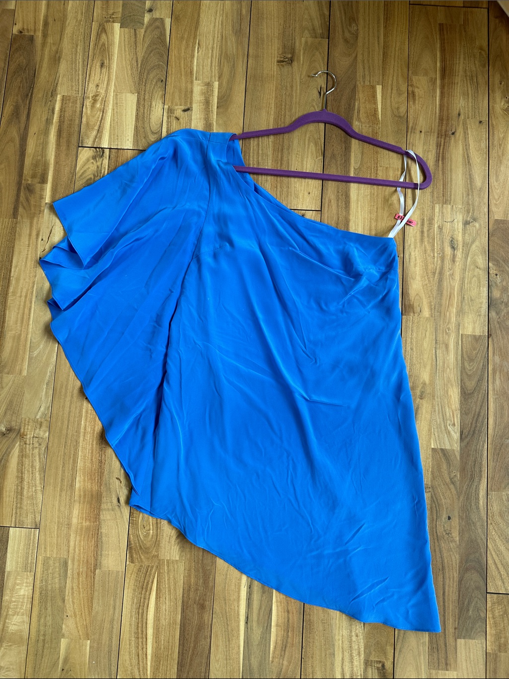 Royal Blue Silk One-Shoulder Dress